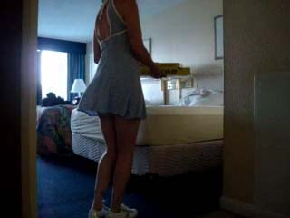 Watch video Blue dress bend over